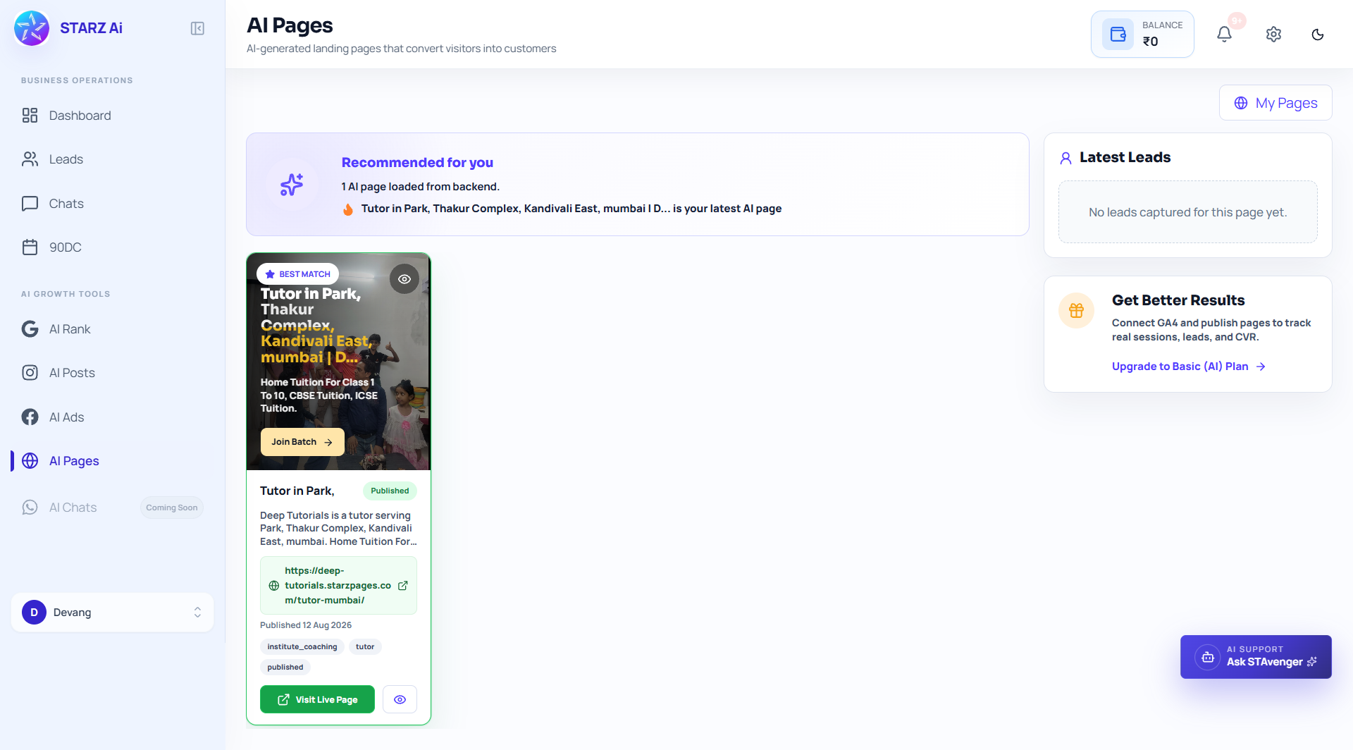 STARZ AI Pages Generator